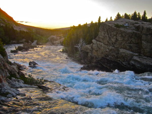Glacier National Park river sunset